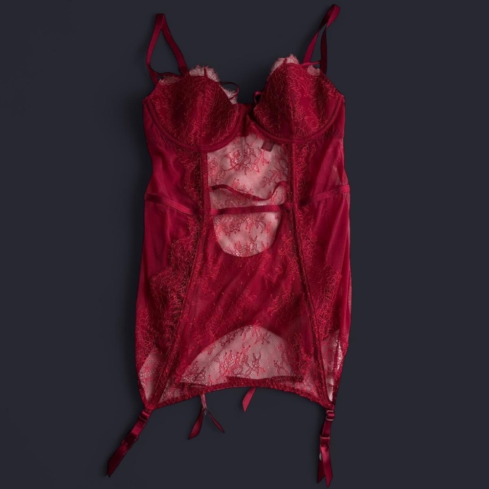Victoria's Secret Burgundy Lace Chemise